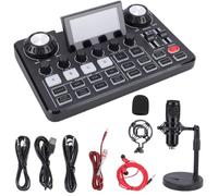 Plyisty Pacchetto Microfono Per Podcast, Mixer Audio Live Con Schermo LED Pieghevole, Microfono A Condensatore Da 3,5 Mm, Braccio Microfonico, Doppio Ingresso Microfonico