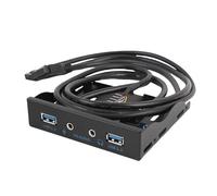 Plyisty Pannello Anteriore Floppy Hub USB, da 3,5 Pollici da 19pin a USB 3.0 Front Metal, Pannello di Estensione 'unità Ottica con Interfaccia Audio Audio HD (BLACK)