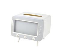 Plyisty Porta Fazzoletti Simpatica Scatola per Fazzoletti a Forma di TV con Supporto per Telefono per Scaffale Multifunzionale Domestico, Porta in ABS PP e Supporto per Smartphone (Bianco grigio)