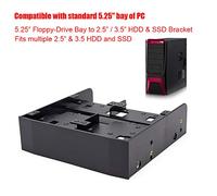 Plyisty Rack di Conversione per Disco Rigido, Staffa per unità Floppy da 5,25 Pollici a 3,5 Pollici, con Viti di Montaggio e Defletture, Supportata HDD da 7 Mm a 15 Mm da 2,