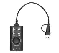 Plyisty Scheda USB per PC, Adattatore per Cuffie per Microfoni Esterni con Chip di Riduzione del Rumore, Plug and Play, Streaming Live, Registrazione del Karaoke