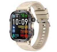 Plyisty Smart Sport Watch, Men Women Health Monitoring Sports Watch da 1,96 Pollici di Display, 7-10 Giorni di Lavoro, 30m Impermeabile, per Chiamate BT, Controllo Musicale (Beige)
