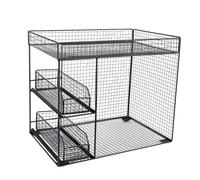 Plyisty Supporto Mobile per la Conservazione della Un Organizzatore Versatile con Ruote con blocco: Risparmio Scolastico in Diversi Ambienti di Filo in Ferro Metallico (BLACK)