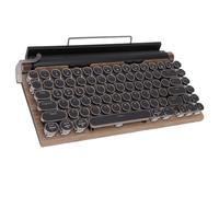 Plyisty Tastiera wireless a 83 tasti, stile macchina da scrivere retròTastiera meccanica da gioco con cappuccio rotondo punk, 14 modalità di retroilluminazione, telaio in metallo (Colore di legno)