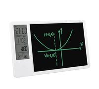 Plyisty Tavoletta LCD da 9,5 Pollici, Lavagna LCD Cancellabile per Bambini e Adulti con Display per umidità della Temperatura, Calendario da Tavolo, per Ufficio Domestico (White)