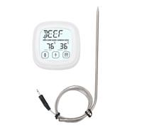 Plyisty Termometro Digitale per Carne con Timer, Termometro per Alimenti Touchscreen, 9 Carni Preimpostate e 5 Livelli di Cottura, Sensore di Temperatura con Sonda per Arrostire C