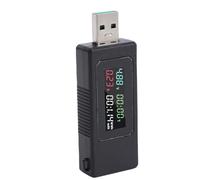 Plyisty Tester Mobile per Controllo Batteria USB Chiara Visualizzazione di capacità di Carica, Temporizzazione, Potenza e Livello della Batteria, 1 Manuale Utente Incluso (BLACK)