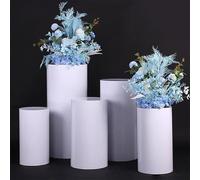 PLYLAY 5 supporti cilindrici rotondi in metallo bianchi per tavoli da dessert per feste, matrimoni, baby shower, compleanni, eventi decorativi