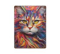 PLZWSUF Decorazione astratta CatWall Art Metal Tin Poster Modern Bar Decorations40x30cm