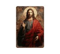 PLZWSUF Ritratto di Gesù Cristo con HaloWall Decor Art Metal Tin Poster Modern Bar Decorations30x20cm