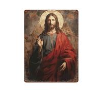 PLZWSUF Ritratto di Gesù Cristo con HaloWall Decor Art Metal Tin Poster Modern Bar Decorations40x30cm