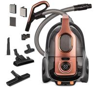 PM Company MPM MOD-25 Aspirapolvere Senza Sacchetto Cyclonic, con Accessori, 1,1 Litri, Silenzioso, Facile Pulizia, Cavo 9 Metri, 750 W, Nero/Arancione