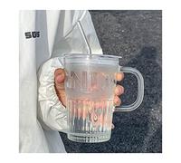 Pm2N4o6qRs Tazza da caffè Bicchiere in vetro Advanced Sense Cup Design Minority con manico Tazza da caffè ufficio cannuccia(Bianco)