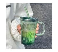 Pm2N4o6qRs Tazza da caffè Bicchiere in vetro Advanced Sense Cup Design Minority con manico Tazza da caffè ufficio cannuccia(Green)