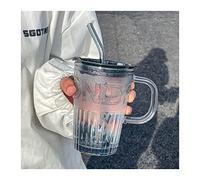 Pm2N4o6qRs Tazza da caffè Bicchiere in vetro Advanced Sense Cup Design Minority con manico Tazza da caffè ufficio cannuccia(Nero)