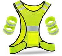Pmandgk Gilet catarifrangente - Gilet da bicicletta ad alta visibilità chiusura regolabile e 4 riflettori jogging