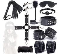 PmaT-BR 10 PCS Ḅọṇḍạgẹ Materiale Nylon ḄḌṢṂ Çọllâr Häñdcüffš ṇịpplẹ Çlạṃp Ḅall G'äg Ŝlävë Set Fëṭịšh Kit per Donna Donne Uomo Principianti