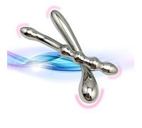 PMBNCF SM Dildo anale Doppio Dildo Plug anale in Acciaio Inossidabile Palline Anali Plug anale Pene Grande Dildo a Doppia Testa Punto G Giocattoli sessuali for Uomini Donne Lesbiche(B)