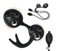 PMBNCF SM Silicone Grande Buttplug Anale Perline Enorme Doppia Palla Gonfiabile Anale Plug Pompa con Metallo Anale Plug Ano Vagina Anale Dildo SM Espansione Giocattoli Sessuali for Donne Uomini