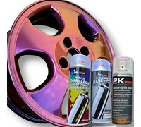 PMColours Flip-Flop Vernice Effetto Multicolore Camaleonte BORDEAUX (bordeaux-oro) Spray 400 ml + Base Nera e Trasparente 2K (Set 3×400 ml, Totale 1200 ml)