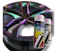 PMColours Flip-Flop Vernice Effetto Multicolore Camaleonte NEPTUNE (verde-blu-viola) Set bombolette spray, (1x Flip-Flop 400 ml + 1x Nero Base 400 ml)