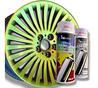 PMColours Flip-Flop Vernice Effetto Multicolore Camaleonte SOLARIS (oro-verde) Set bombolette spray, (1x Flip-Flop 400 ml + 1x Nero Base 400 ml)