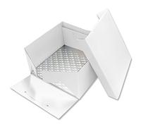 PME BBS891 Scatola per Dolci con Sottotorta Quadrato, Plastica, Bianco, 33 x 33 x 15.2 cm