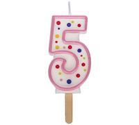 PME CA085 Candela Numero 5 Compleanno, Cera, Rosa, Large 6.3cm