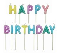 PME - Candele Decorative per Torte - Happy Birthday Pastello, Confezione da 13