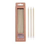PME - Candele Dorate Extra Alte con Supporti, 18 cm, Confezione da 16
