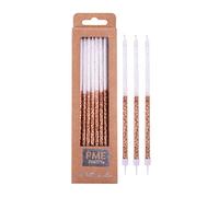 PME - Candele Glitterate Oro Rosa con Supporti, 18 cm, Confezione da 16