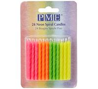 PME - Candeline a Spirale per Torte Colori Neon, Confezione da 24