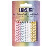 PME - Candeline per Torte a Strisce in Vari Colori, Piccole, Confezione da 24