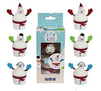 PME CUP04 Kit Cupcake a Forma di Pupazzo di Neve, con Divertenti Decorazioni commestibili, Cartoncino