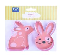 PME EA24SCB021 Set di 2 Tagliabiscotti di Pasqua-Coniglietti, Plastic, Multicolore