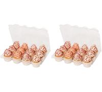 PME Set da 3 contenitori in plastica riutilizzabili per cupcake in monoporzione (12 cavità) (Confezione da 2)