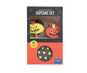 PME Set di Scatoline e Topper per Cupcake Zucche Spaventose di Halloween