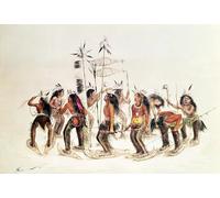 PMEFGJDPE Arte Stampa Tela el baile con raquetas de nieve para agradecer al gran espíritu por la primera aparición de la nieve de George Catlin per la Decorazione Della Parete 60x90cm