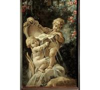 PMEFGJDPE Arte Stampa Tela Stampa di Immagini Tela Puerta del Salón Demarteau: Fuente con Dos Amoresde los cuales Está Arrodillado. por François Boucher per la Decorazione Della Parete 60x90cm