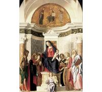 PMEFGJDPE Dipinti Famosi Arte Stampa Tela Stampa di Immagini Tela Dama entronizada con el niño de Cima Da Conegliano per la Decorazione Della Parete 60x90cm