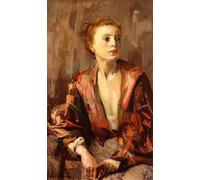 PMEFGJDPE Dipinti Famosi Arte Stampa Tela Stampa di Immagini Tela el kimono rojo de Giuseppe Amisani per la Decorazione Della Parete 60x90cm