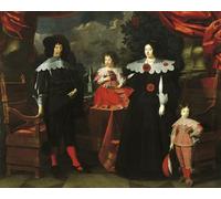PMEFGJDPE Dipinti Famosi Arte Stampa Tela Stampa di Immagini Tela Italia Módena la familia de Francesco I D'este por Justus Sustermans per la Decorazione Della Parete 60x90cm