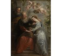 PMEFGJDPE Dipinti Famosi Arte Stampa Tela Stampa di Immagini Tela La educación de María de Peter Paul Rubens per la Decorazione Della Parete 60x90cm