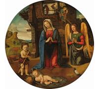PMEFGJDPE Dipinti Famosi Arte Stampa Tela Stampa di Immagini Tela la Natividad con el Niño San Juan de Piero Di Cosimo per la Decorazione Della Parete 60x90cm