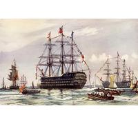PMEFGJDPE Dipinti Famosi Arte Stampa Tela Stampa di Immagini Tela la reina en el Spithead Reseña de por Charles Edward per la Decorazione Della Parete 60x90cm