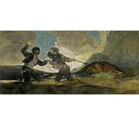 PMEFGJDPE Dipinti Famosi Arte Stampa Tela Stampa di Immagini Tela Lucha con garrotes de Francisco de Goya per la Decorazione Della Parete 60x90cm