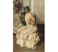 PMEFGJDPE Dipinti Famosi Arte Stampa Tela Stampa di Immagini Tela Pepilla la gitana y su hija de Joaquín Sorolla per la Decorazione Della Parete 60x90cm