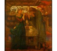PMEFGJDPE Dipinti Famosi Arte Stampa Tela Stampa di Immagini Tela Tristram e Isolda bebiendo la poción de amor de Dante Gabriel Charles Rossetti per la Decorazione Della Parete 60x90cm