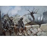 PMEFGJDPE Dipinti Famosi Arte Stampa Tela Stampa di Immagini Tela Tropas francesas descansan entre las ruinas de una iglesia en Dompierre por Francois Flameng per la Decorazione Della Parete 60x90cm