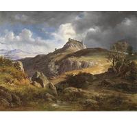 PMEFGJDPE Dipinti Famosi Arte Stampa Tela Stampa di Immagini Tela Vista de las Ruinas de Canossa de Friedrich Preller el per la Decorazione Della Parete 60x90cm